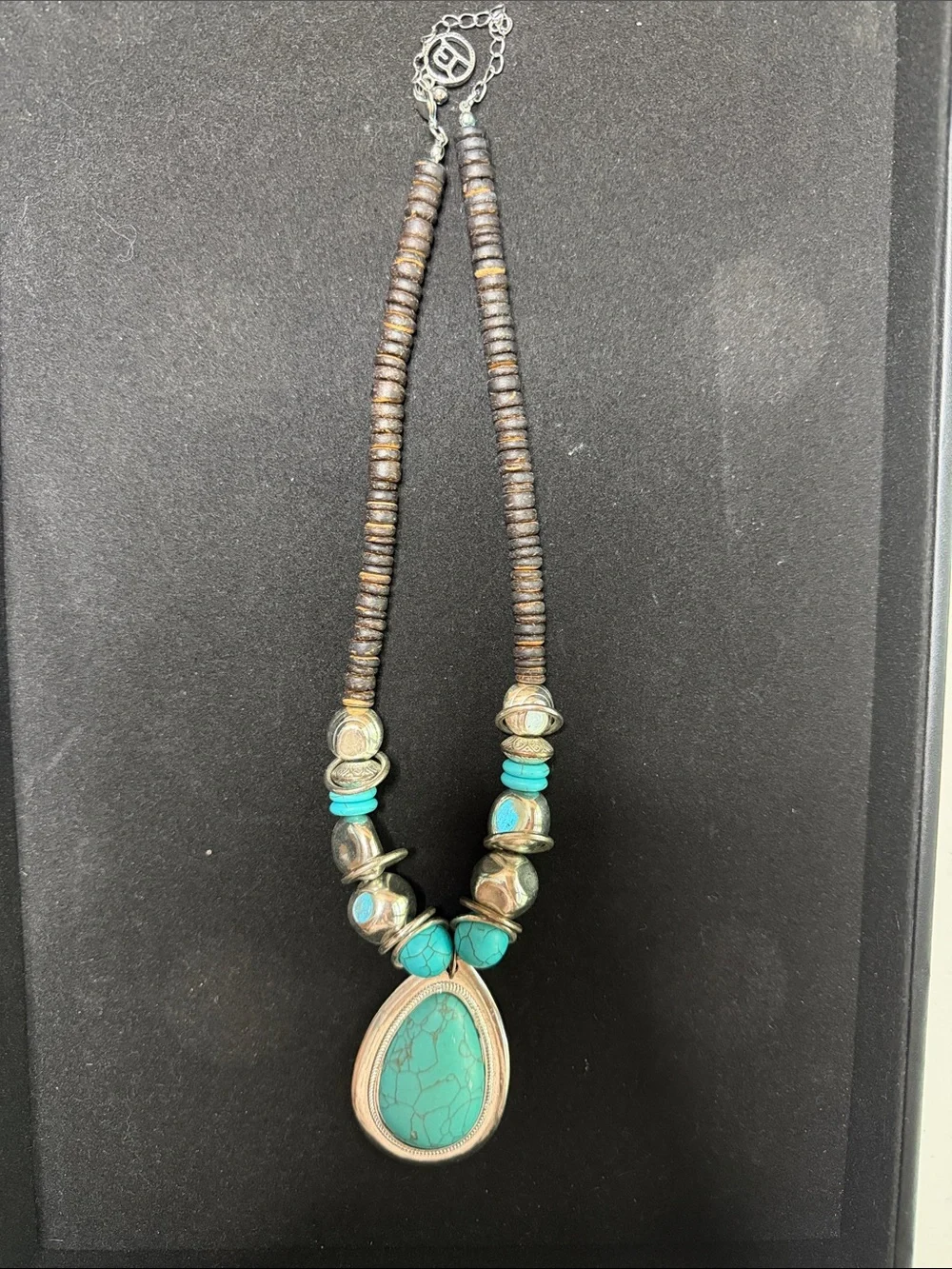 Turquoise Teardrop Pendant Necklace with Beaded Accents